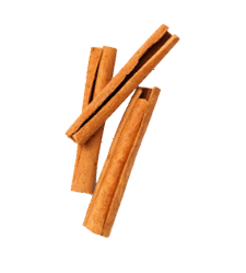 Cinnamon sticks isolated on white background. Top view. Flat lay