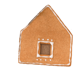 Young woman is decorating Christmas Gingerbread House cookies biscuit at home with frosting topping in icing bag, close up, lifestyle.