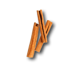 Cinnamon sticks isolated on white background. Top view. Flat lay